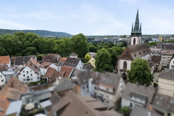 Ausblick auf Durlach mit katholischer Kirche
